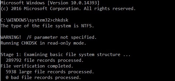 CHKDSK -- integriertes Dienstprogramm zum Beheben und Reparieren von Festplattenfehlern