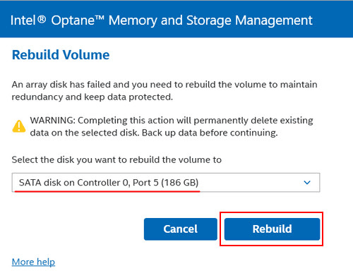 Intel Rapid Storage Technology RAID-Erstellung