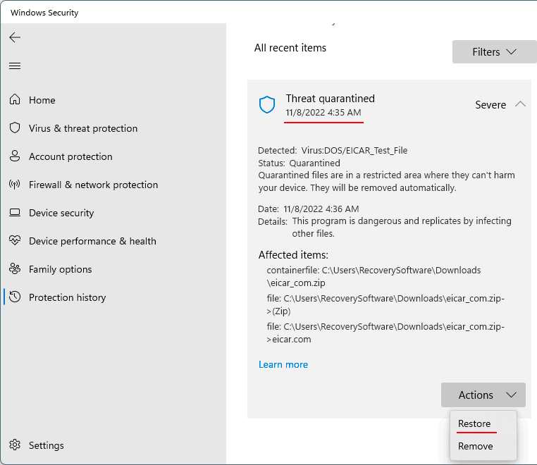 Wie man eine Datei aus der Quarantäne von Windows 11 Defender extrahiert