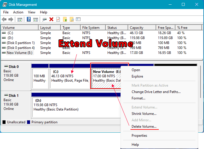 Partition in Windows 11 erweitern: Volume löschen in der Datenträgerverwaltung Partition in Windows 11 erweitern: Volume löschen in der Datenträgerverwaltung