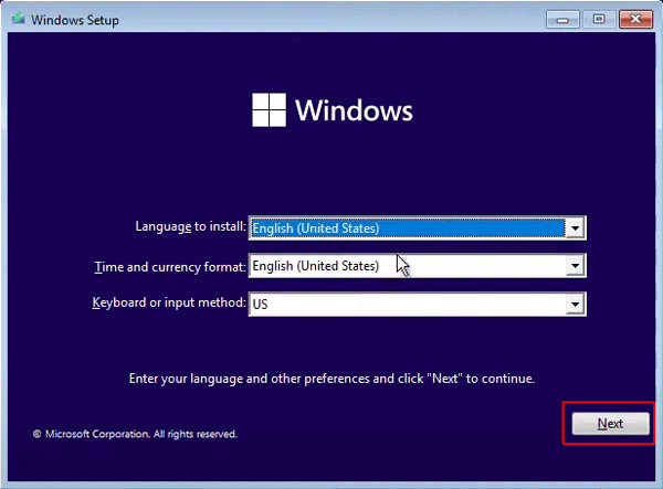 Standard-Windows-Installationsfenster