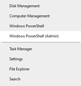Öffnen der Windows PowerShell (Admin)