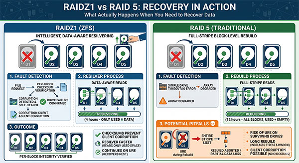 RAIDZ1 vs RAID 5: Was passiert wirklich bei der Datenwiederherstellung?