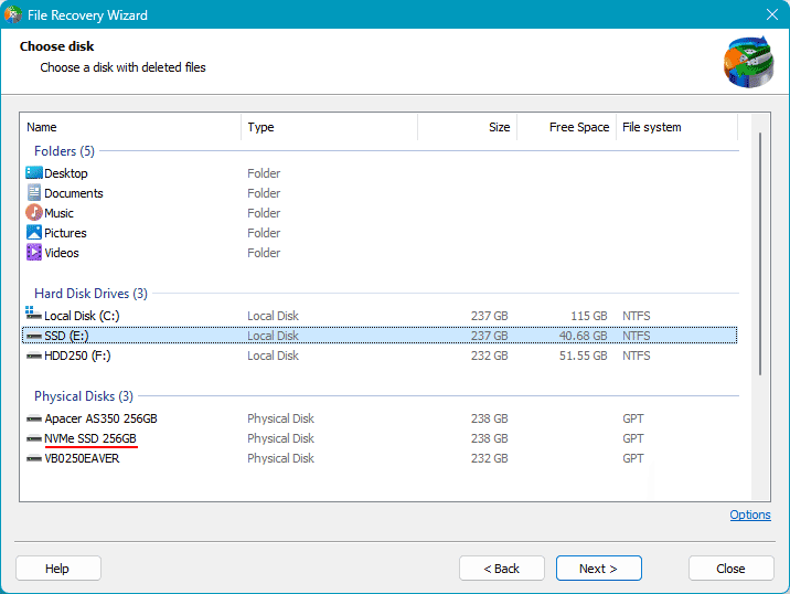 Datenwiederherstellung von SSD-Programm