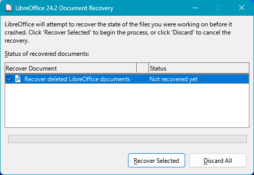 Wiederherstellung nicht gespeicherter LibreOffice-Dokumente