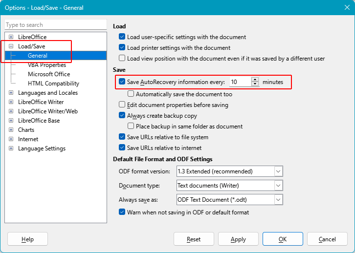 Wiederherstellung nicht gespeicherter LibreOffice-Dokumente