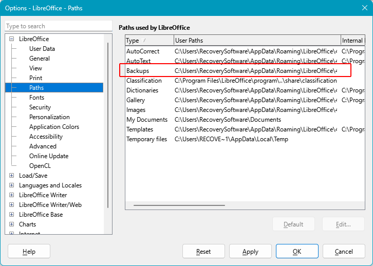 Wo LibreOffice temporäre Dateien und Sicherungskopien speichert