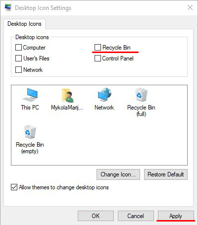 Papierkorb vom Desktop ausblenden oder wieder einblenden