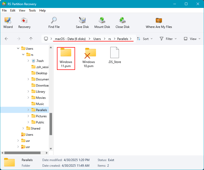 Daten von Parallels-VMs wiederherstellen Daten von Parallels-VMs wiederherstellen