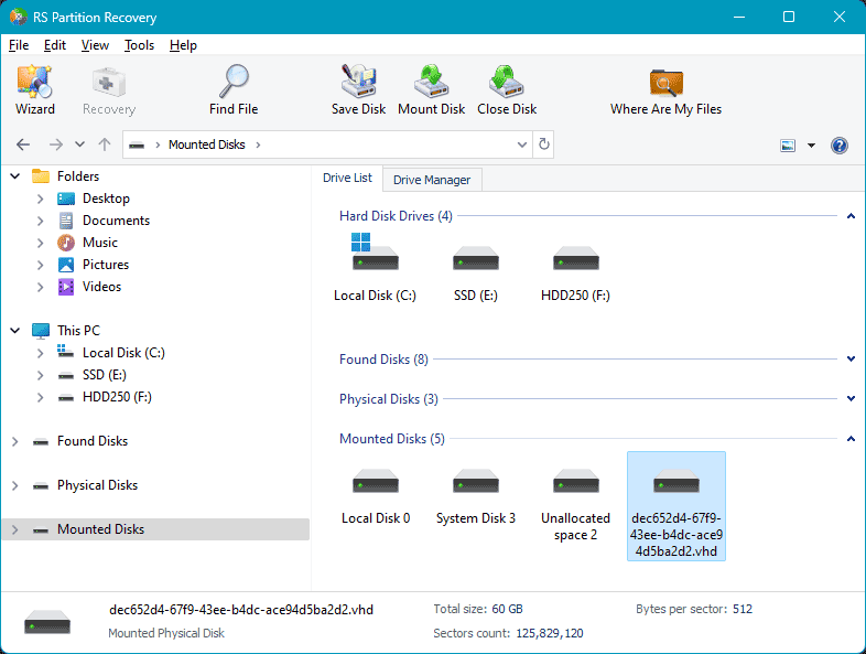 VHD-Daten wiederherstellen