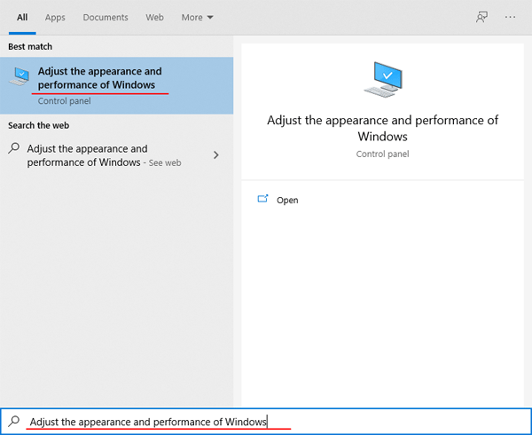 Erscheinungsbild und Leistung von Windows anpassen