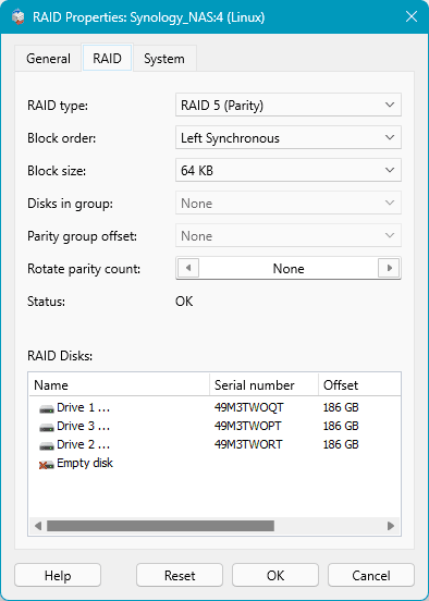 RS RAID Retrieve – RAID-Array-Einstellungen RS RAID Retrieve – RAID-Array-Einstellungen